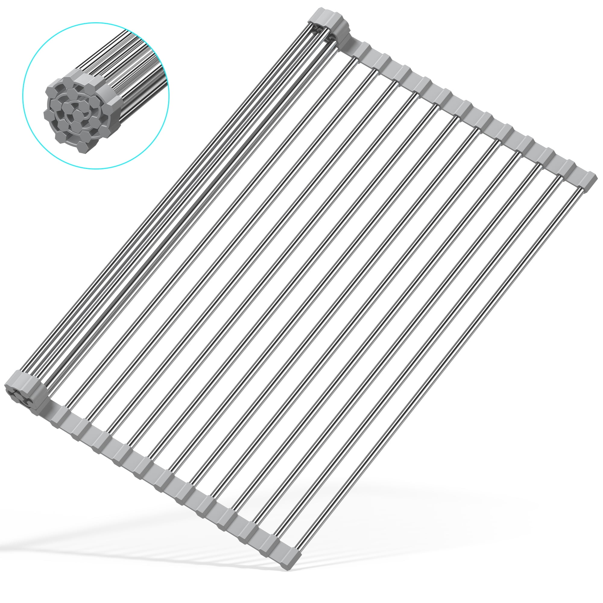Roll Up Dish Drying Rack Stainless Steel Over the Sink Drainer Kitchen ...