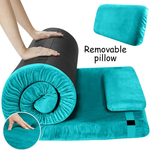 Roll Up Memory Foam Mattress Portable Folding Sleep Mat Pad & Topper for Floor, Car Travel