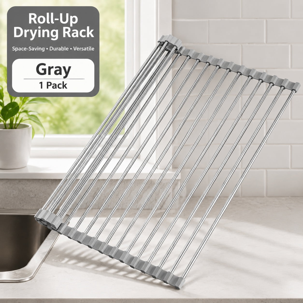 Roll Up Over Sink Dish Drying Rack, 304 Stainless Steel, 21x15.5 Inches ...