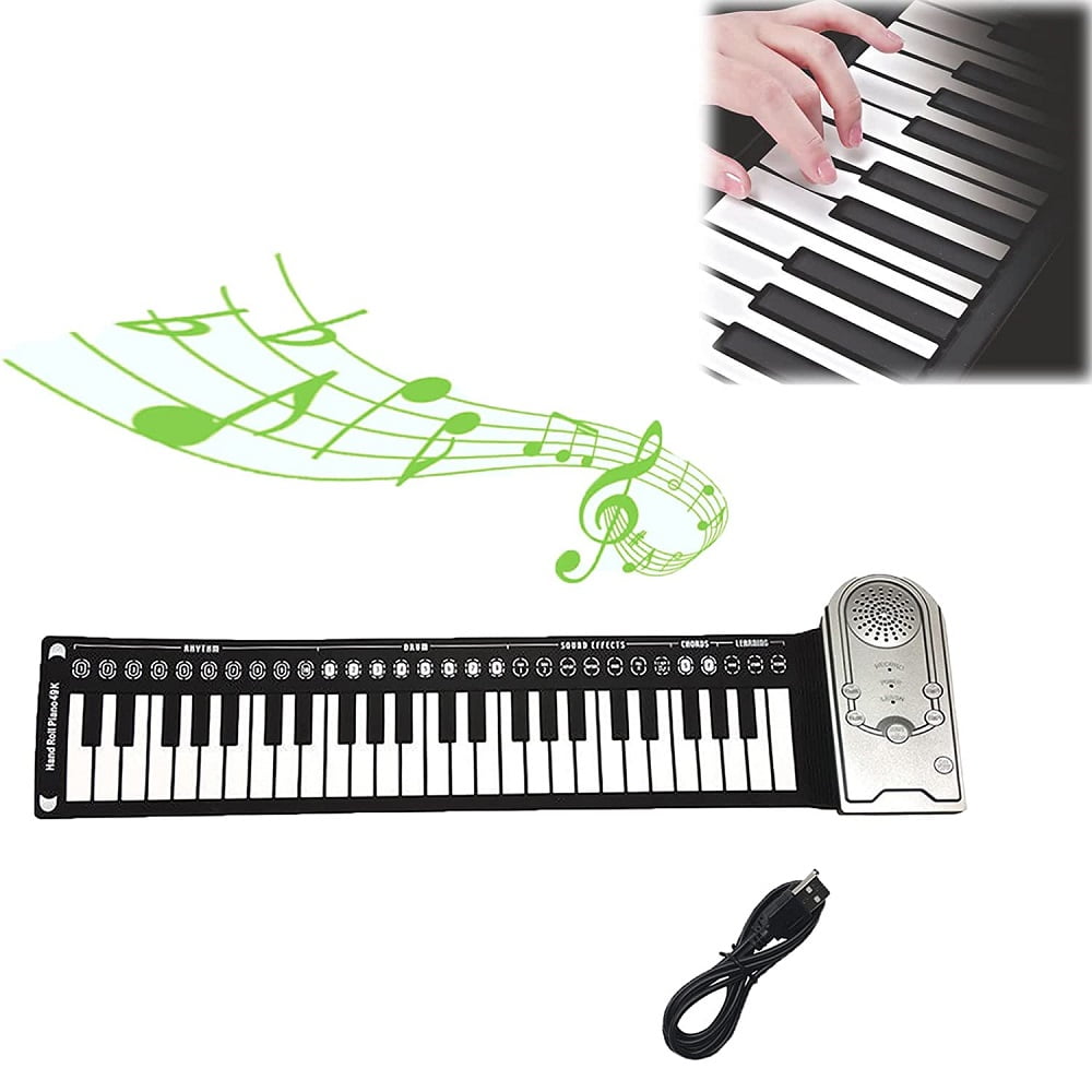 Roll Up Piano,49 Keys Electric Piano Keyboard,Portable Keyboard  Piano,Keyboard Piano for Beginners(Black)