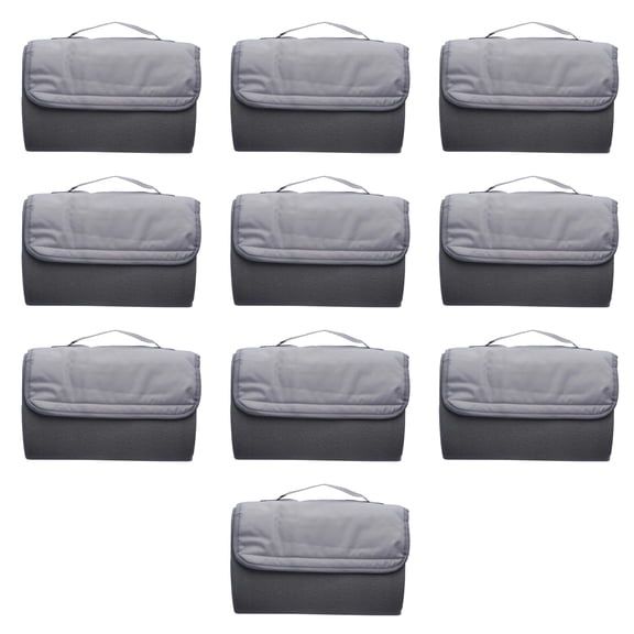 Roll Up Picnic Blankets Set of 10, Bulk Pack - Great outdoor blanket for Camping, Picnic, Beach, Sports, Outdoor Activities - Grey