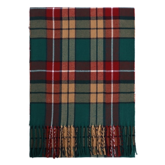 Roll Up Plaid Tartan Checker Pattern Winter Scarf for Men Women Soft Lightweight Unisex Warm Short Winter Scarves (Grn, Yl, Bur)
