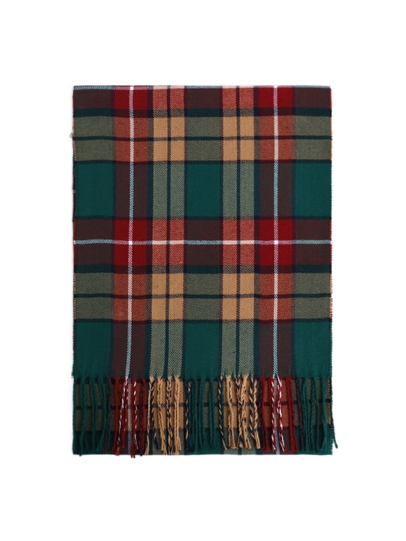 Plaid Tartan Checker Pattern Winter Scarf for Men Women Soft Lightweight Unisex Warm Short Winter Scarves (Grn, Yl, Bur)