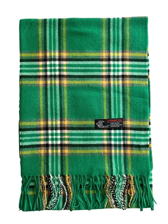 Plaid Tartan Checks Winter Scarf for Men Women Soft Lightweight Unisex Warm Tartan Plaid Winter Scarves (Green)