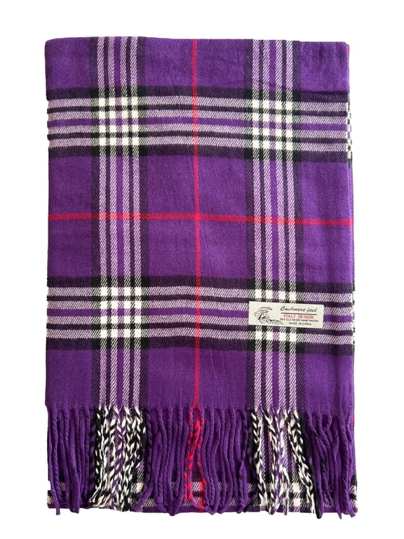 Plaid Tartan Checks Winter Scarf for Men Women Soft Lightweight Unisex Warm Tartan Plaid Winter Scarves (Purple)