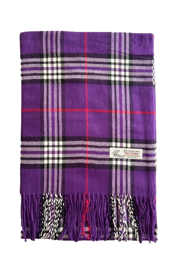 Plaid Tartan Checks Winter Scarf for Men Women Soft Lightweight Unisex Warm Tartan Plaid Winter Scarves (Purple)