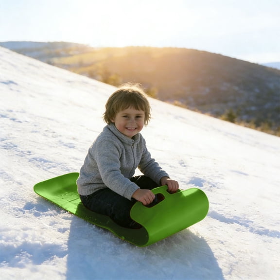 Roll-Up Plastic Snow Sled For Kids & Adults, Lightweight Durable Oxidation-Resistant, Ergonomic Hollow Handles Safe Comfortable, Versatile For Snow Grass Ice Skating, For Outdoor Winter Activities