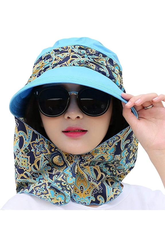 Roll Up Wide Brim Sun Visor UPF 50+ UV Protection Sun Hat with Neck Protector