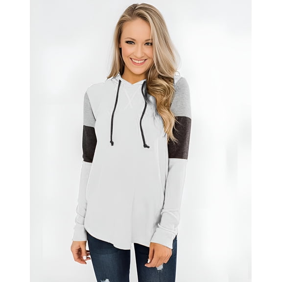 Roll Up Women's Color Block Floral Print cozy Long Sleeve Pullover tops Hoodies Sweatshirt Sweater Top (US, Alpha, Large, Regular, Regular, White)