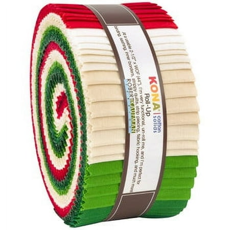 Roll-Ups Kona(R) Cotton Solids Holiday Palette Christmas 2.5" Fabric Strips Robert Kaufman Jelly Roll Fabric Bundle Quilter's Cotton Solids Precuts (RU-780-40)