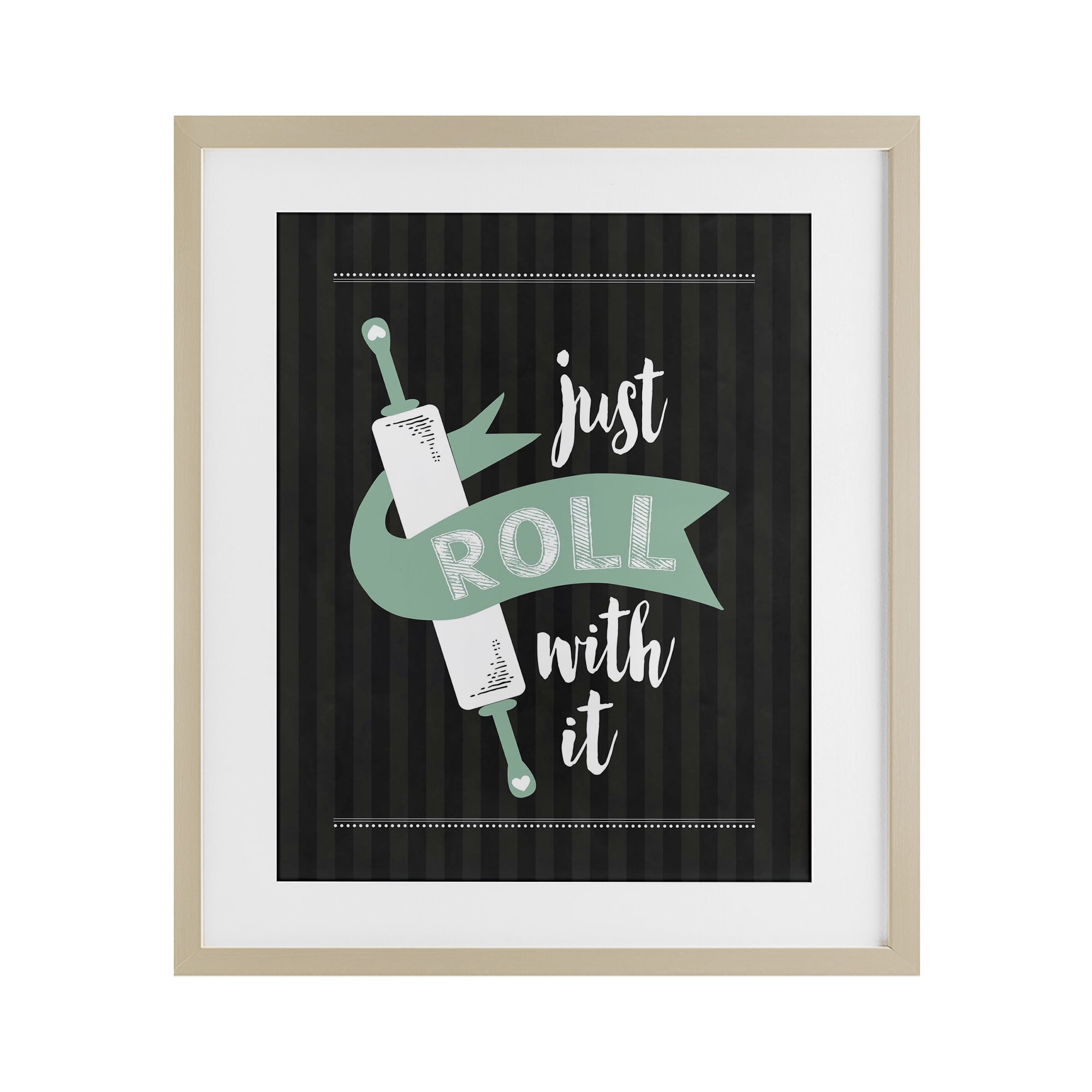Roll With It Black & Green Birch Framed Print Under Glass, design by Lettered and Lined