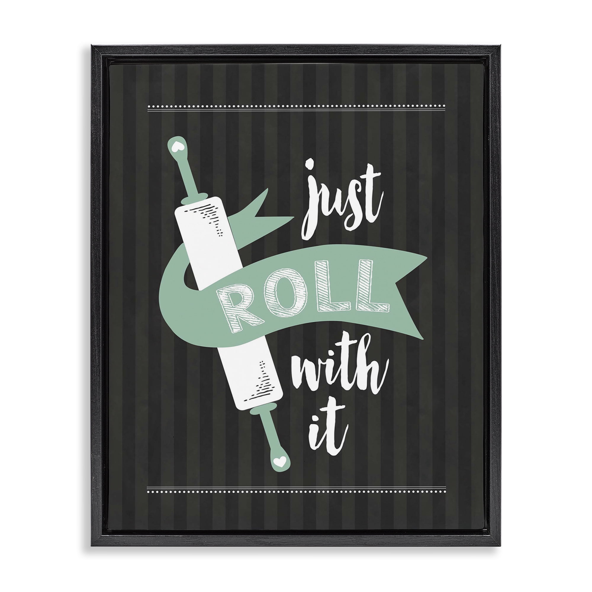 Roll With It Black & Green Black Framed Floater Canvas Wall Art, design by Lettered and Lined
