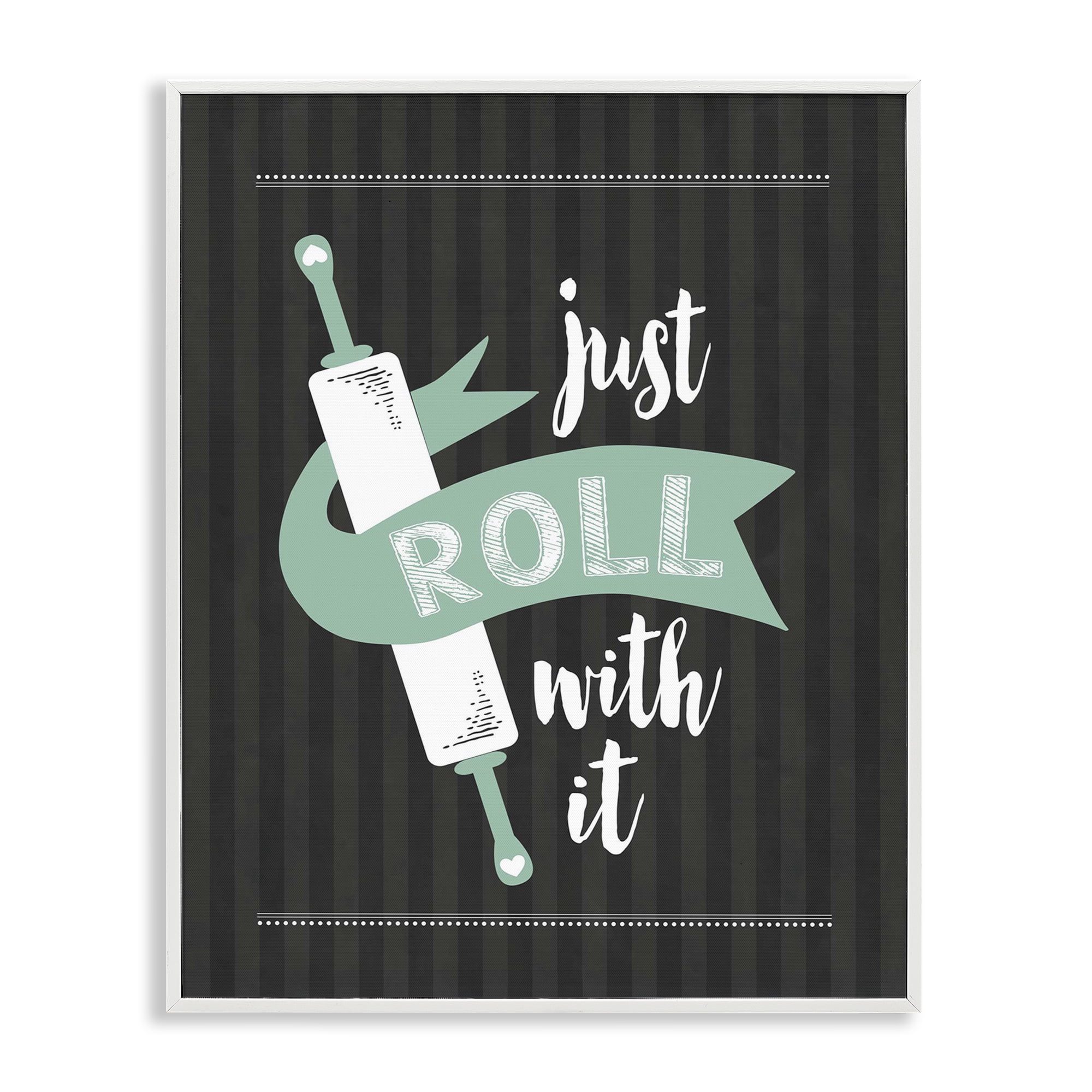 Roll With It Black & Green White Framed Giclee Art, design by Lettered and Lined