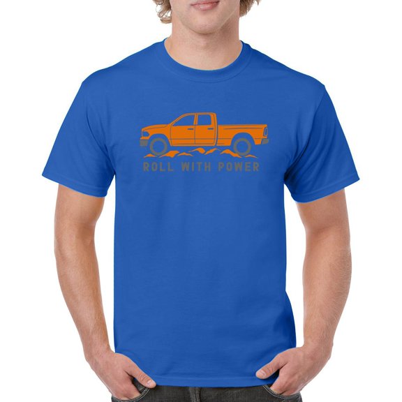 Roll With Power American Pickup Truck T-shirt Offroad Rugged Built For Power 4x4 V8 Muscle Crew Cab USA Men's Tee