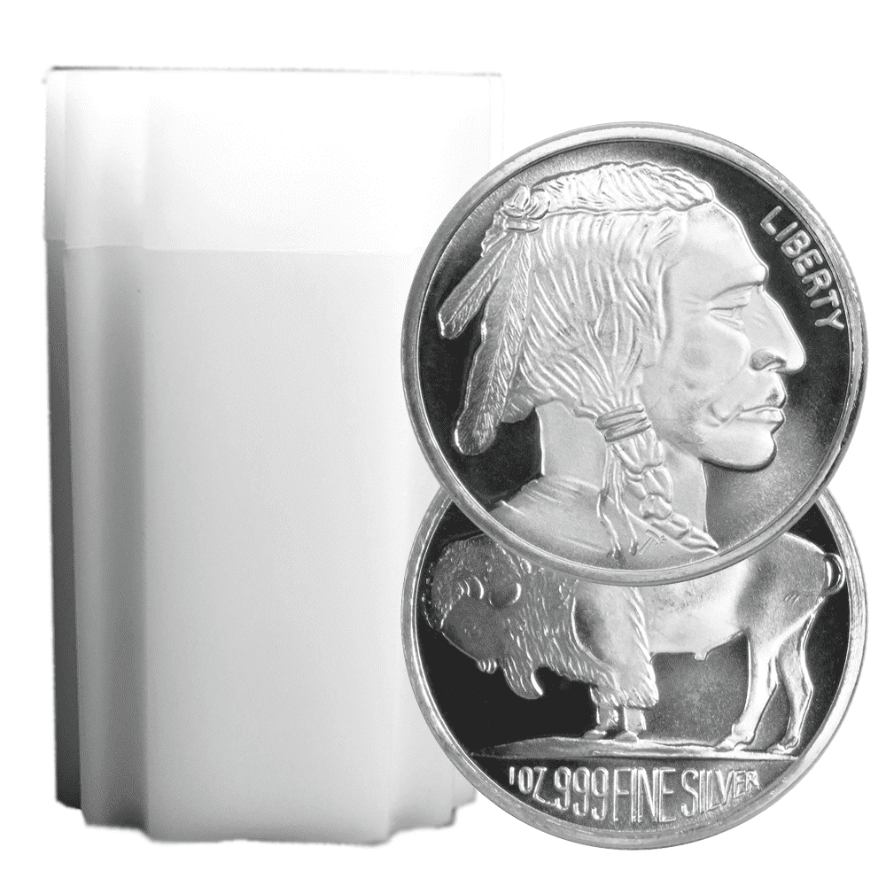 SILVERTOWNE MINT Roll of 20 - 1 Troy oz Buffalo .999 Fine Silver Round Full Roll