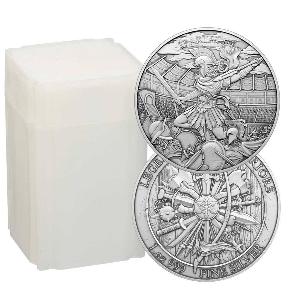 SILVERTOWNE MINT Roll of 20 - 1 Troy oz Spartacus Design .999 Fine Silver Round