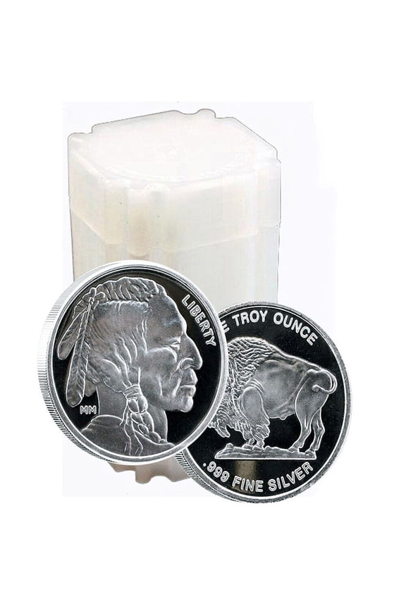 Roll of 20 - 1 oz .999 Fine Silver Buffalo Round - Mason Mint (MM)