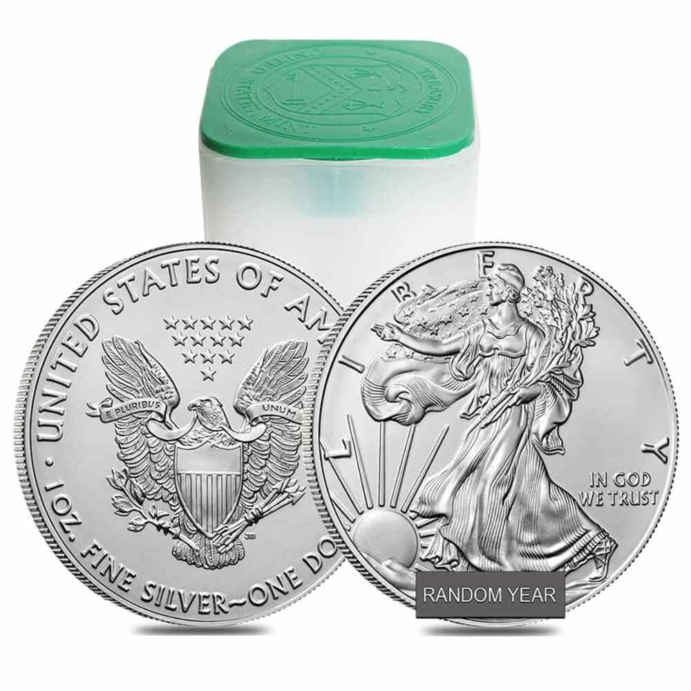 U.S. MINT Roll of 20 - 1 oz Silver American Eagle $1 Coin BU Random Year