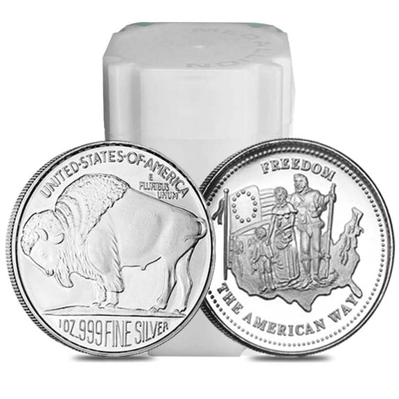 Roll of 20 - 1 oz Silver Generic Rounds .999 Fine (Tube, Lot of 20)