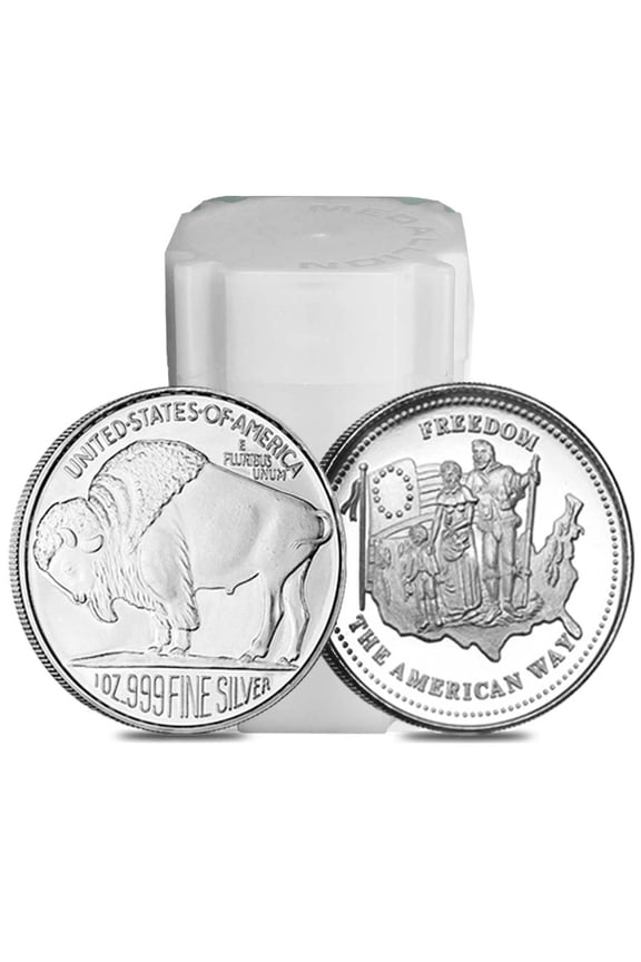 Roll of 20 - 1 oz Silver Generic Rounds .999 Fine (Tube, Lot of 20)