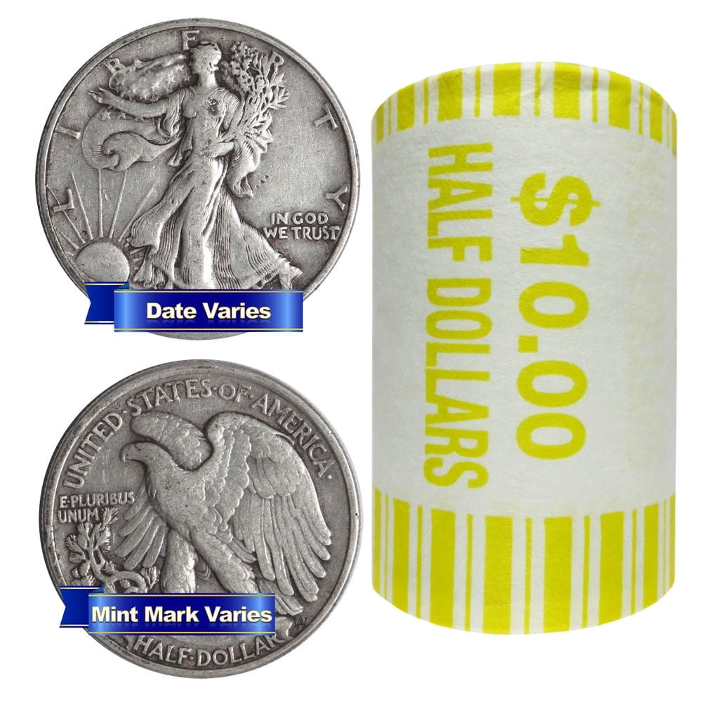 UNITED STATES MINT Roll of 20 - $10 Face Value Full Dates 90% Silver Walking Liberty Half Dollars