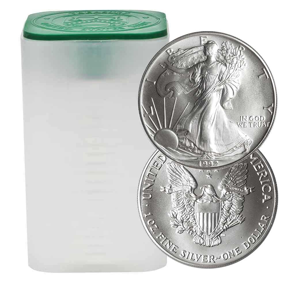 UNITED STATES MINT Roll of 20 - 1992 $1 American Silver Eagle 1 oz BU