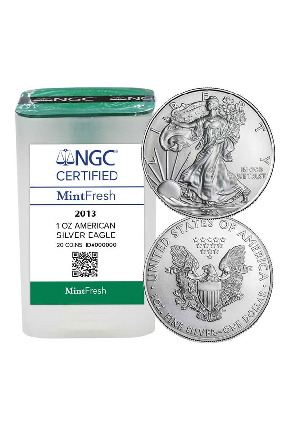 Roll of 20 - 2013 $1 1-oz American Silver Eagle NGC MintFresh Tube