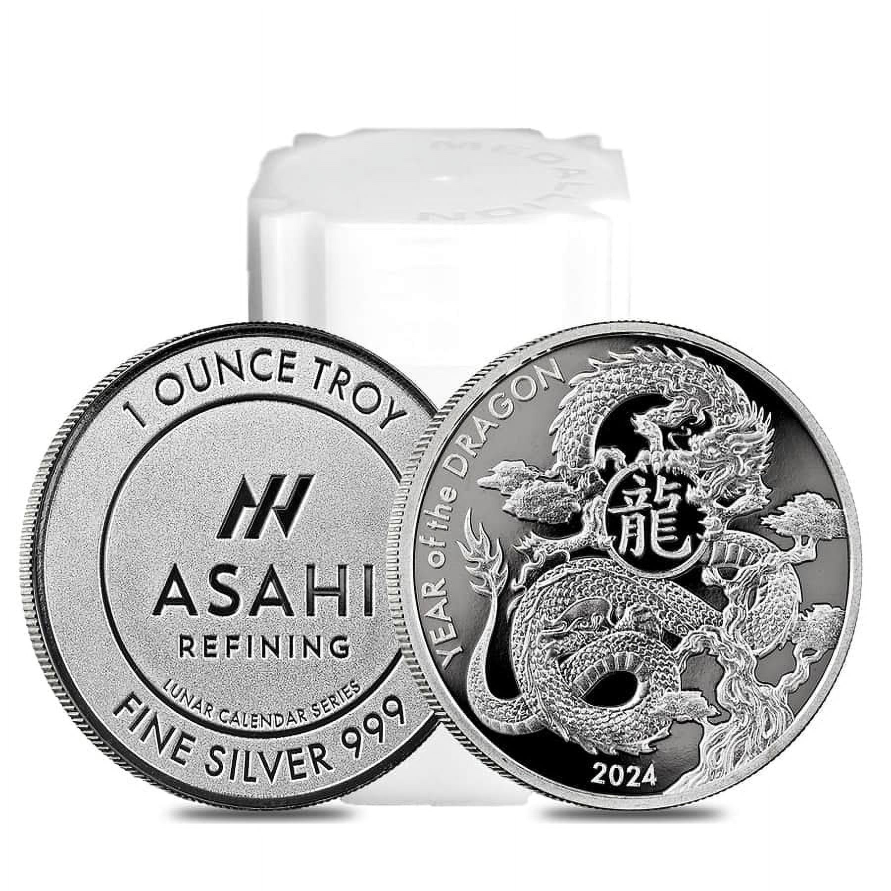 ASAHI INDUSTRY Roll of 20 - 2024 1 oz Asahi Lunar Dragon Silver Round .999 Fine