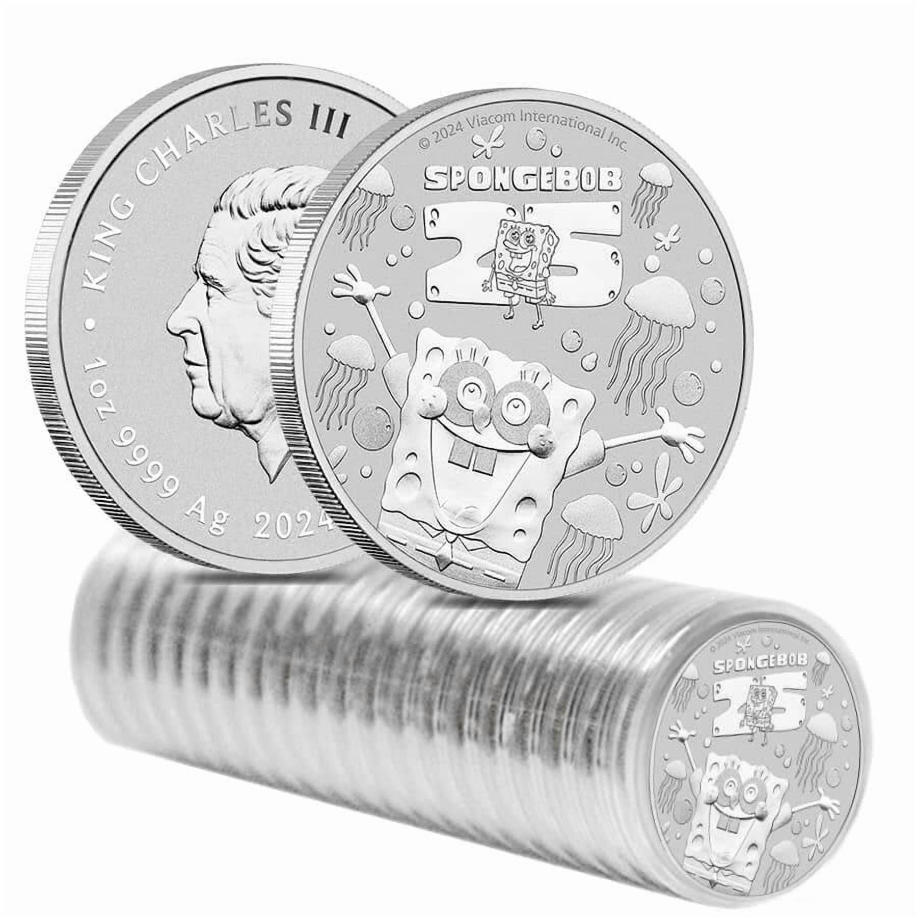 Roll of 20 - 2024 1 oz Tuvalu SpongeBob SquarePants™ 25th Ann. Silver Coin  BU - Walmart.com