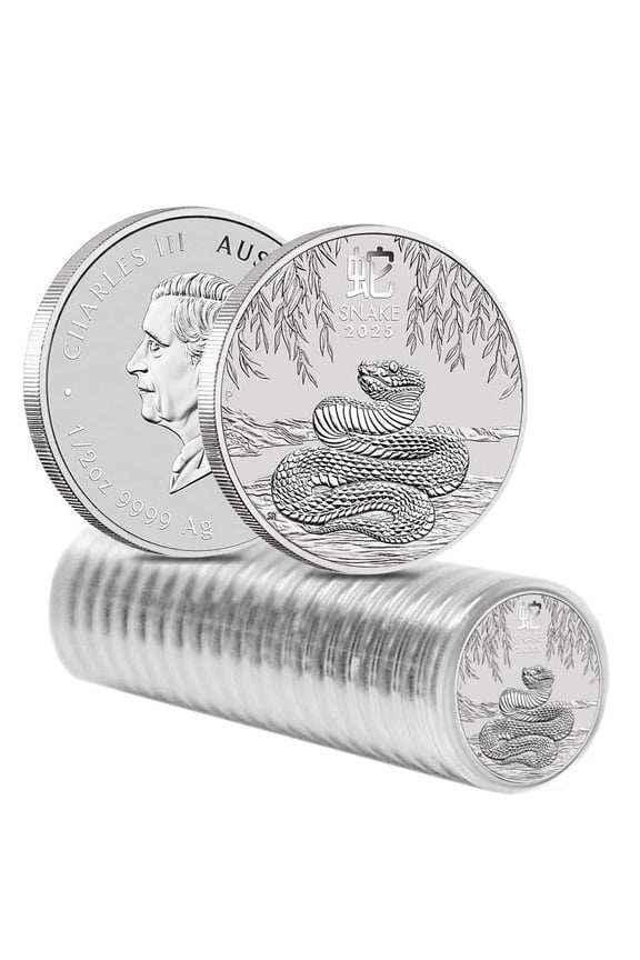 Roll of 20 - 2025 1/2 oz Silver Lunar Snake BU Australian Perth Mint