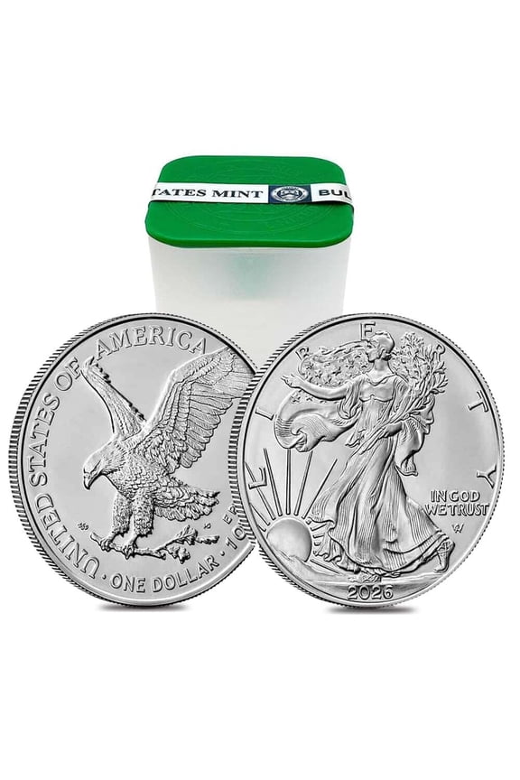 Roll of 20 - 2026 1 oz Silver American Eagle $1 Coin BU