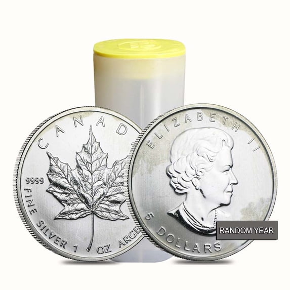 Roll of 25 - 1 oz Silver Canadian Maple Leaf (Milky, Cull, Damaged, Circulated, Cleaned)