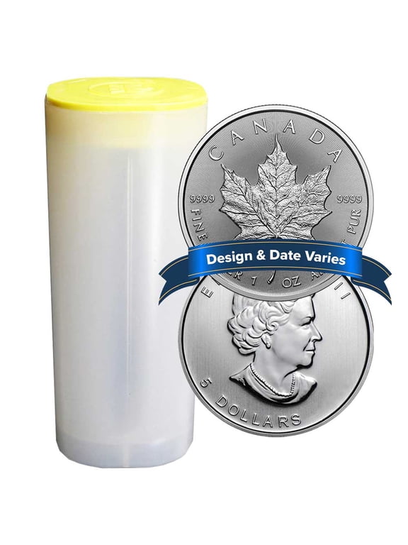 Roll of 25 - $5 Silver Canadian Maple Leaf 1 oz Random Year BU