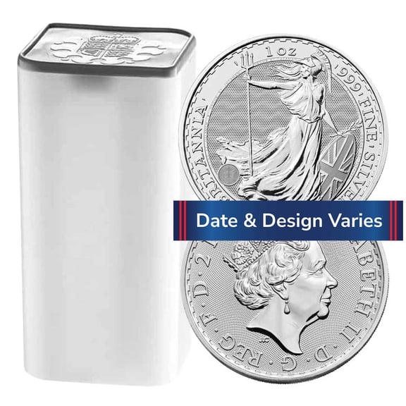 Roll of 25 - U.K. 2 1-oz Silver Britannia .999 Random Date