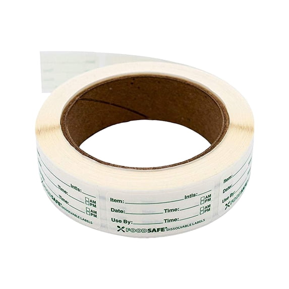 Removable Adhesive Food Storage Labels Plastic 2.5x5cm 1 Roll for Freezer Kitchen Container Bottle Date Marking Easy Peel No Residue