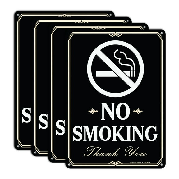 Roll over image to zoom in Faittoo No Smoking Sign, 4-Pack 10 x 7 Inch Reflective Rust Free Aluminum Sign