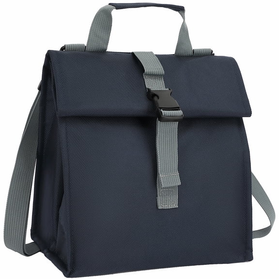 Roll top Reusable Lunch Box with Adjustable Shoulder Strap,Cyan