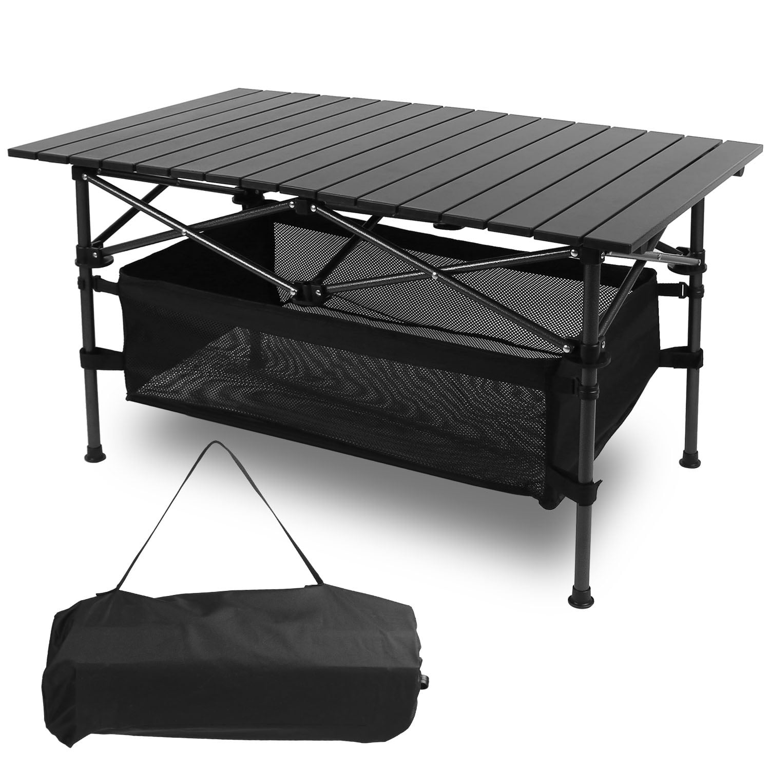 Roll-up Camping Table, Portable Folding Aluminum Picnic Table with ...