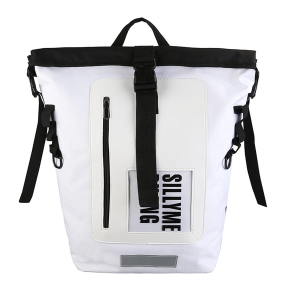 Roll-up Men's Backpack Large-capacity Backpack,White