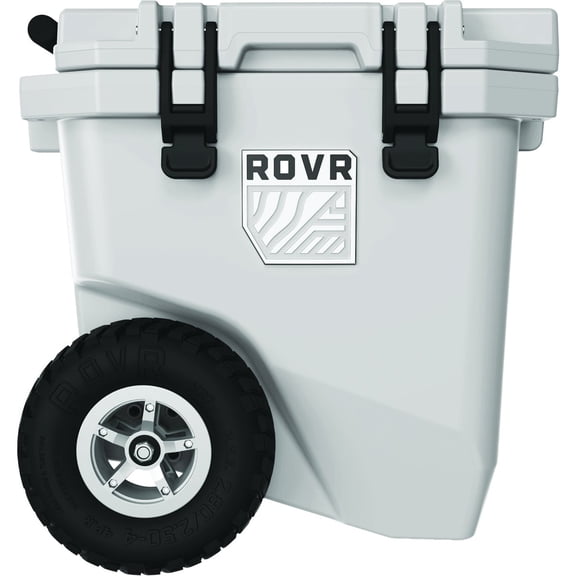 RollR 30 Quart Wheeled Hard Cooler with Tow Handle Rugged Insulated Cooler Box for Camping, Beach, Tailgating, and Outdoor Adventures (Powder)