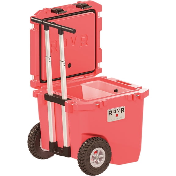 RovR RollR 45 Quart Wheeled Hard Cooler with Telescopic Handle - Polypropylene - Coral