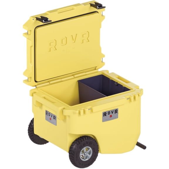 RovR RollR 60 Quart Wheeled Hard Cooler With Tow Handle - 72 Can Capacity - Yellow