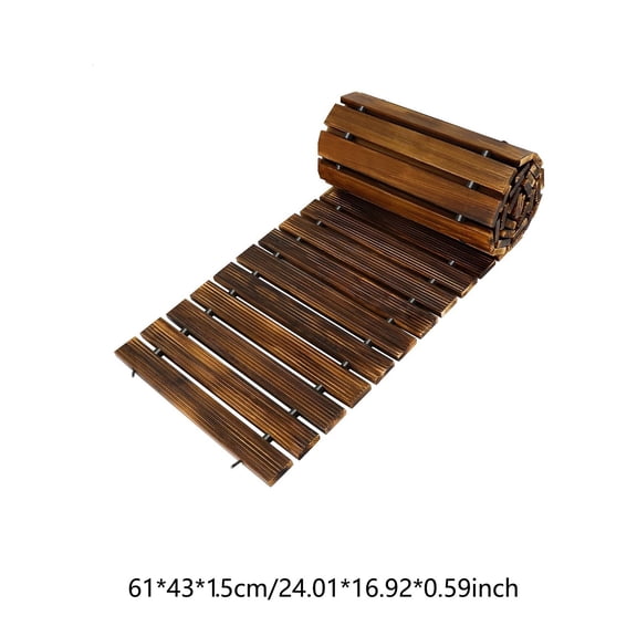 Rollable Garden Stepping Stones, Carbonized Wooden Walkway Pathway, Flexible Outdoor Rollable Mat for Backyard, Garden, Lawn, and Courtyard Landscaping