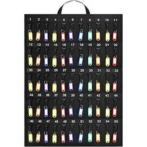 Rollable Key Case - 55 Key Tags Included - Roll Up Key Organizer with 55 Key Hooks - For Commercial Car Dealership and Personal Use in Garage or Home
