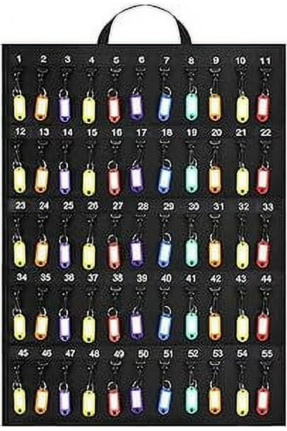 Rollable Key Case - 55 Key Tags Included - Roll Up Key Organizer with 55 Key Hooks - For Commercial Car Dealership and Personal Use in Garage or Home