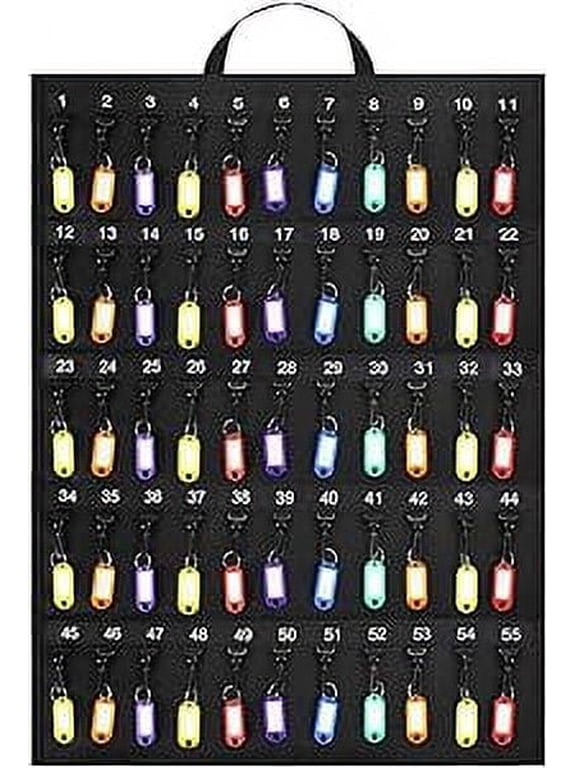 Rollable Key Case - 55 Key Tags Included - Roll Up Key Organizer with 55 Key Hooks - For Commercial Car Dealership and Personal Use in Garage or Home