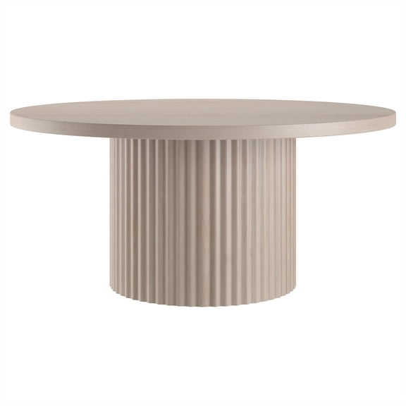 Rollan 32" Wide Round Fluted Coffee Table in Alder White