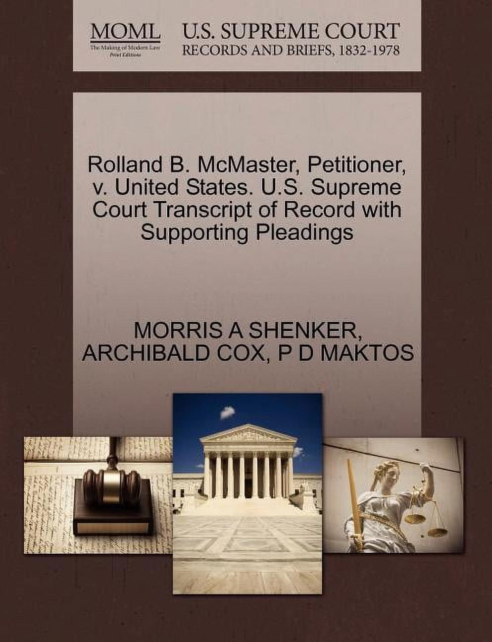 Rolland B. McMaster, Petitioner, V. United States. U.S. Supreme Court ...