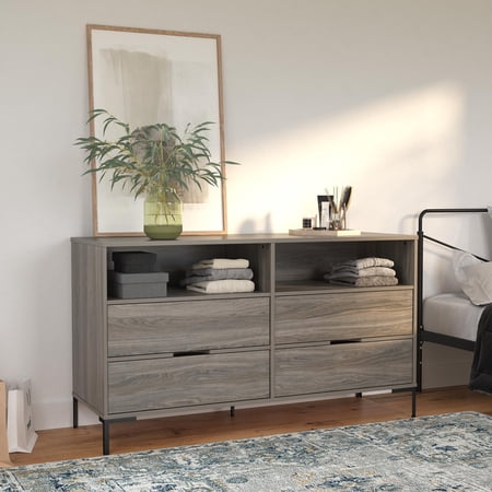 Ameriwood Home Rolland Wide Dresser, Weathered Oak