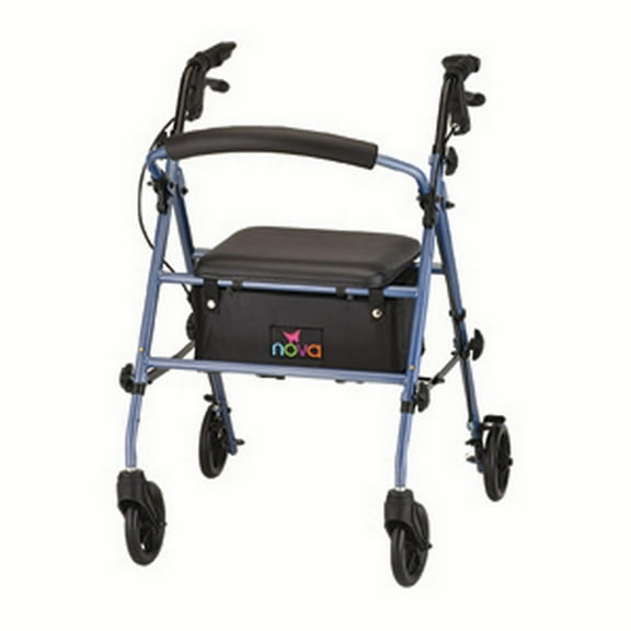 Rollator Nova Journey Steel Frame Rolling Walker Weight Capacity 275 lbs (Blue)